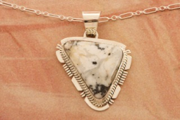 Genuine White Buffalo Turquoise Sterling Silver Pendant